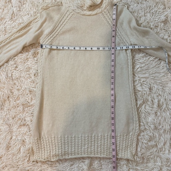 Alashan sweater cable knit turtleneck wool cashmere sweater cream SZ XS pullover - Picture 6 of 9